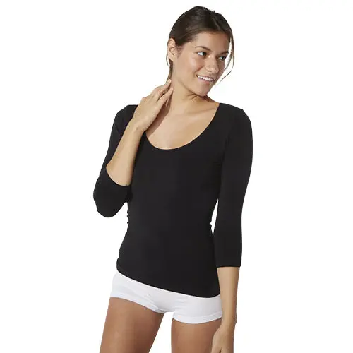 Boody Scoop 3/4 Sleeve Top Svart