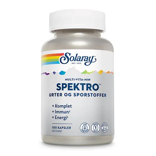 Solaray Spektro Multi-Vita-Min m. Jern + vitamin K2 | 100 Kapsler