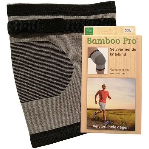 Bamboo Pro Knebind m/ borrelås, selvvarmende Ekstra støtte | Str. 2XL