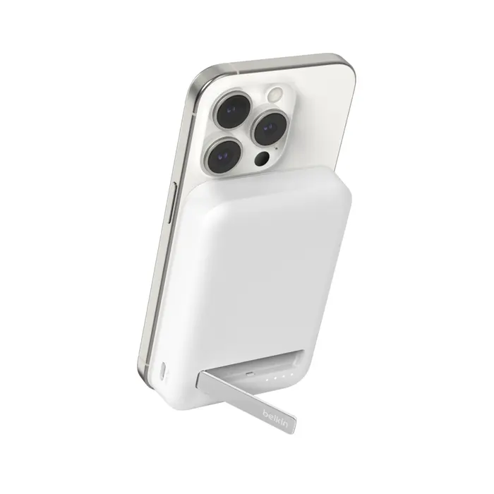 Belkin Qi2 8000 mAh 15W Powerbank med stativ - Hvit