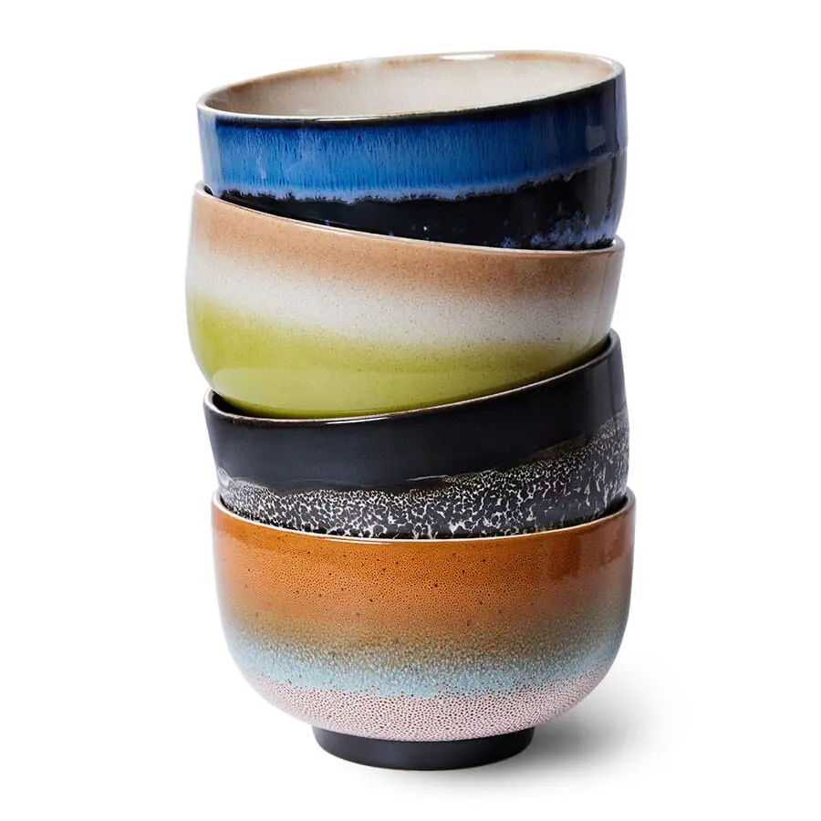 4 stk Nudelskåler Groovy | 70s Ceramics