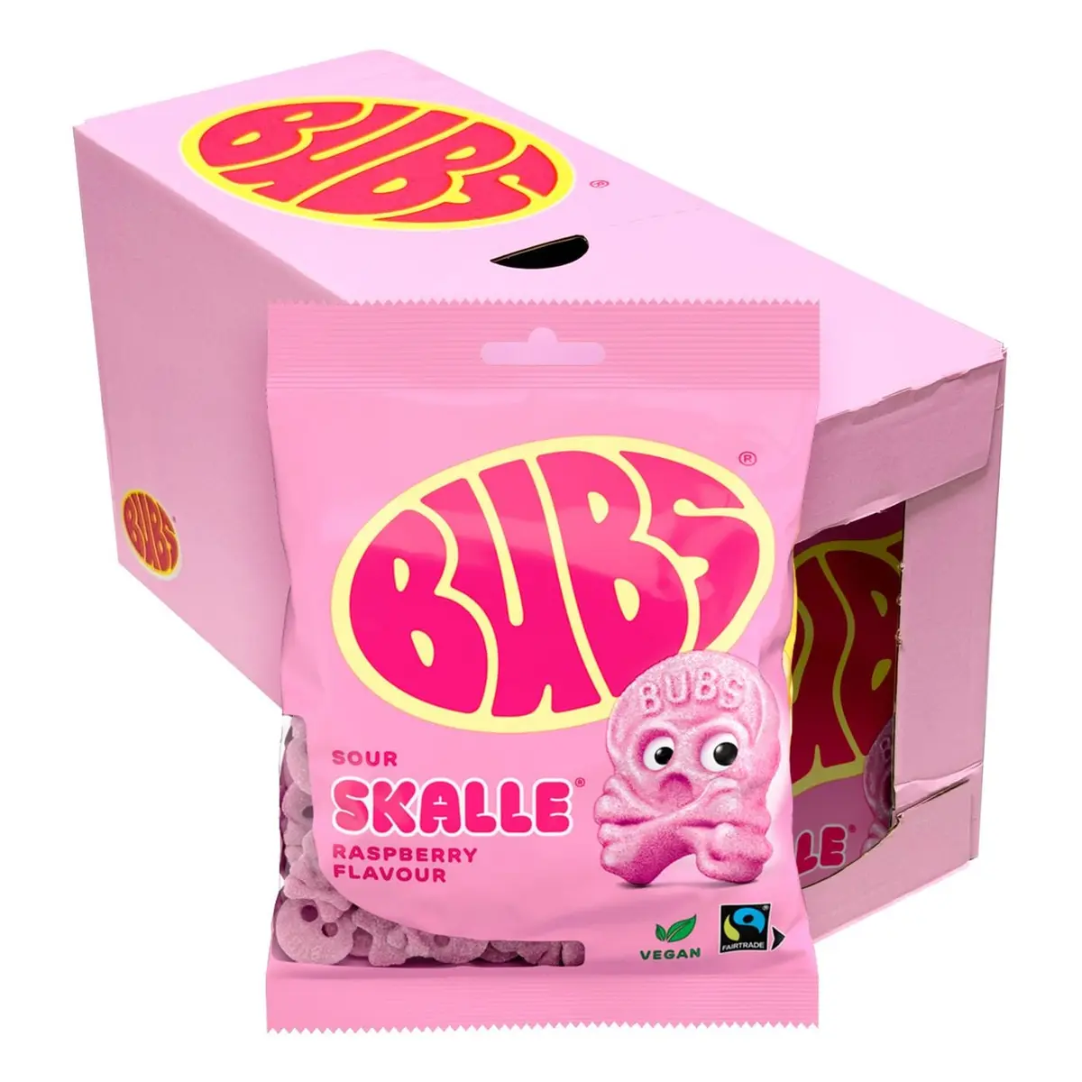BUBS Raspberry Skalle 12x90g | Storpakk