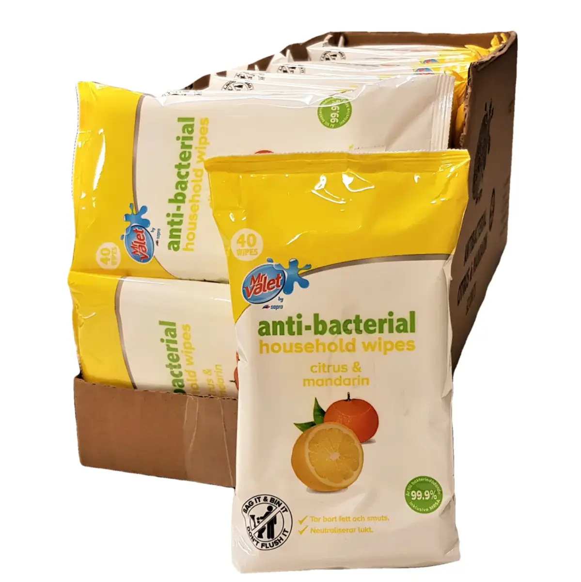 Antibakteriell Wipes Citrus & Mandarin 32x40pk