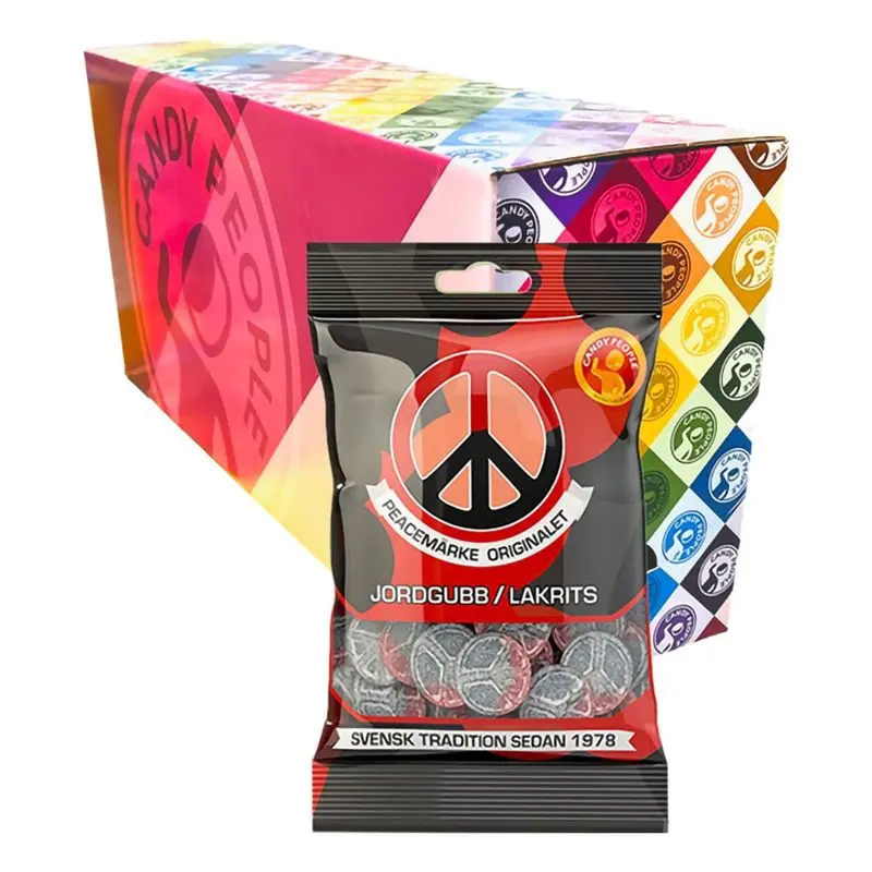 Peacemerke Jordbær og Lakris 18x80g