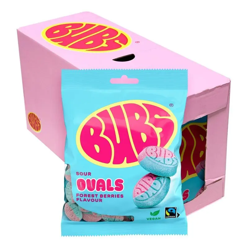 Bubs Forest Berries Ovals 12x90g | Storpakk surt godteri