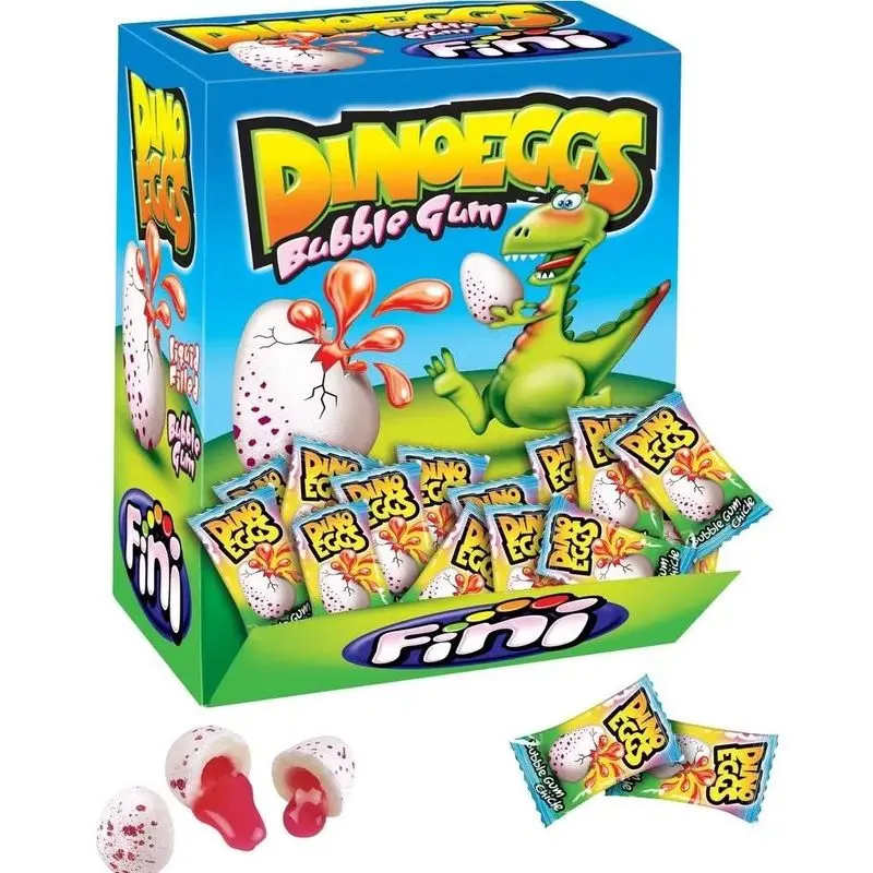 200 stk Fini Dino Eggs Tyggegummi med Flytende Kjerne Storpakk