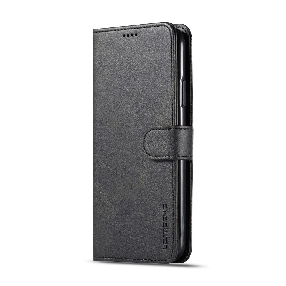 iPhone 11 Pro Max Kunstskinn Flip Deksel m. Kortholder & Ståfunksjon - Svart