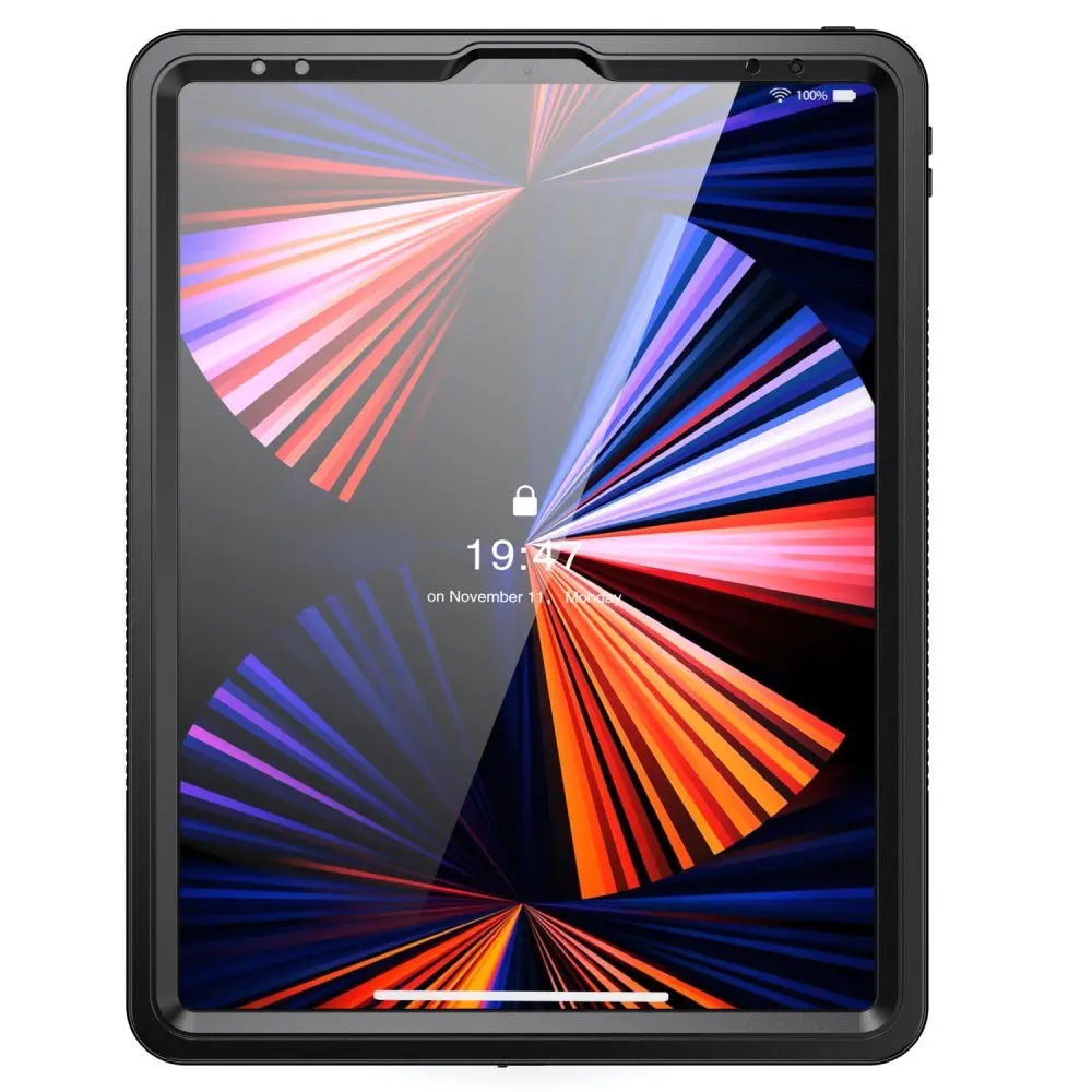 iPad Pro 12.9" (2022 / 2021 / 2020 / 2018) Vanntett Deksel med Innebygd Skjermbeskytter - Gjennomsiktig / Svart