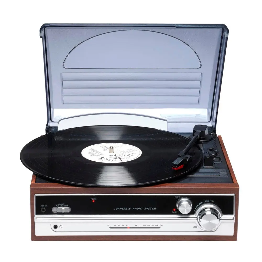 Denver VPR-190MK3 Platespiller med 2 x 15W Innebygde Høyttalere & FM-Radio - Brun