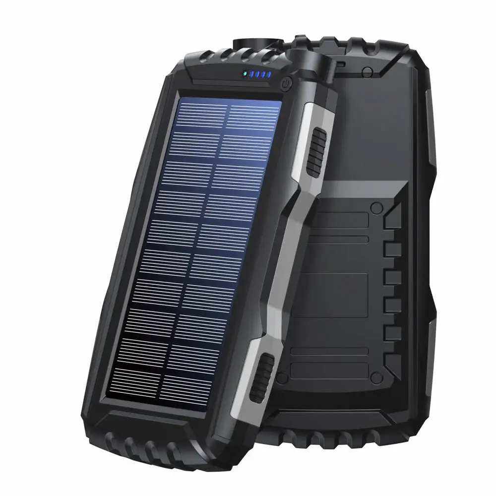 Denver PSO-20010 Solcelle 20.000mAh PowerBank m. USB-A & USB-C - Svart