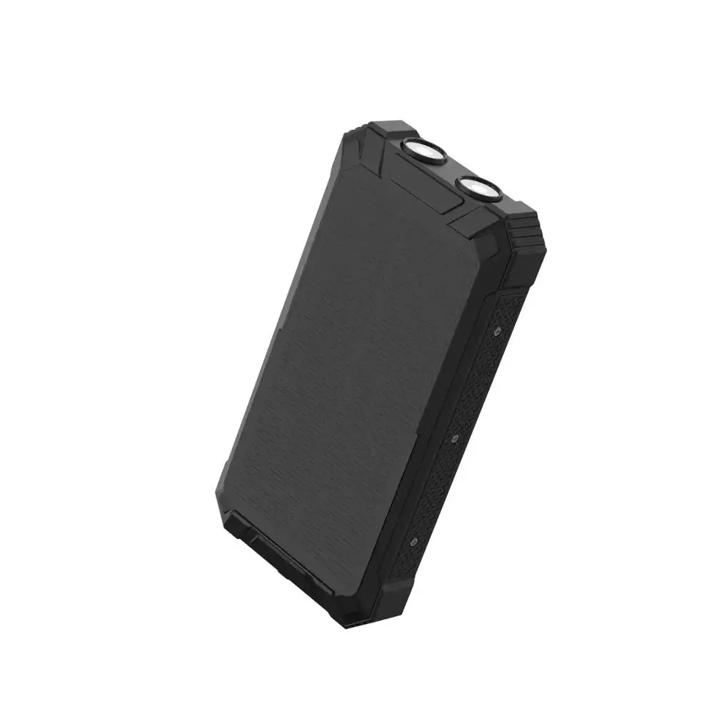 Denver PSC-20012 Solcelle PowerBank m. Innebygd Kabel, Trådløs Lading & Lommelykt - 20.000 mAh