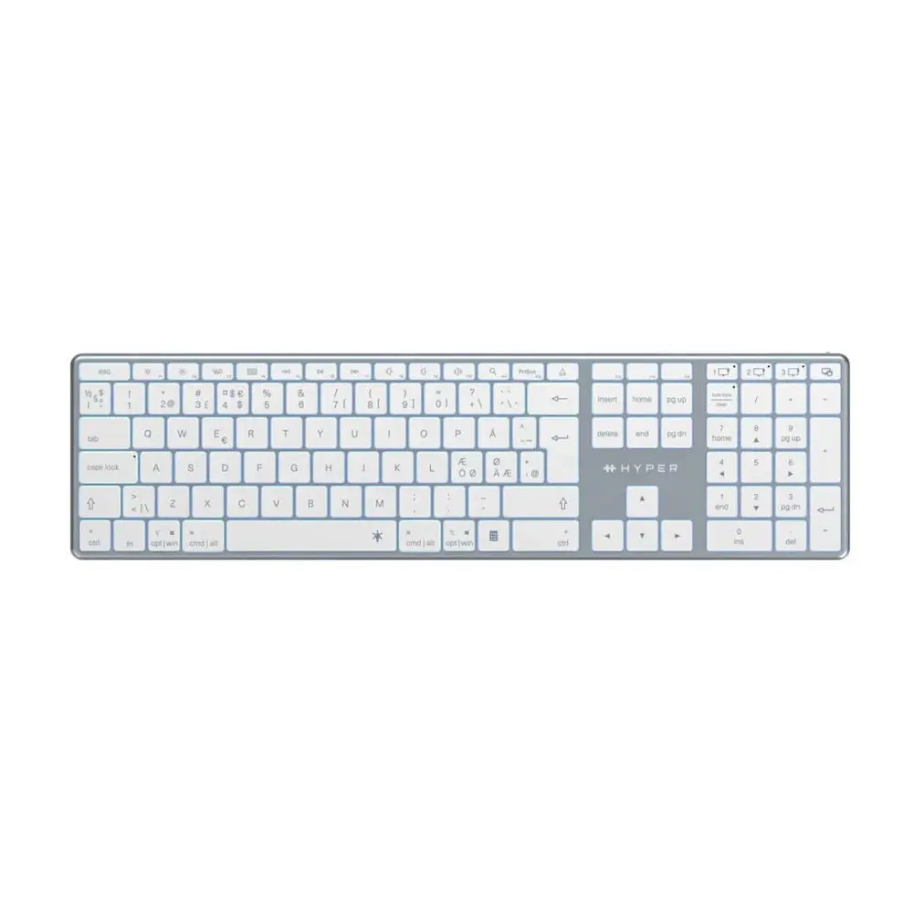 Hyper Hyperspace Bluetooth Tastatur med Nordisk Layout – Hvit