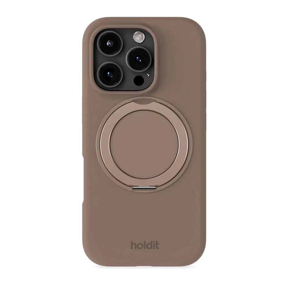 iPhone 16 Pro Max Holdit Silikone Stand Deksel - Mocha Brown