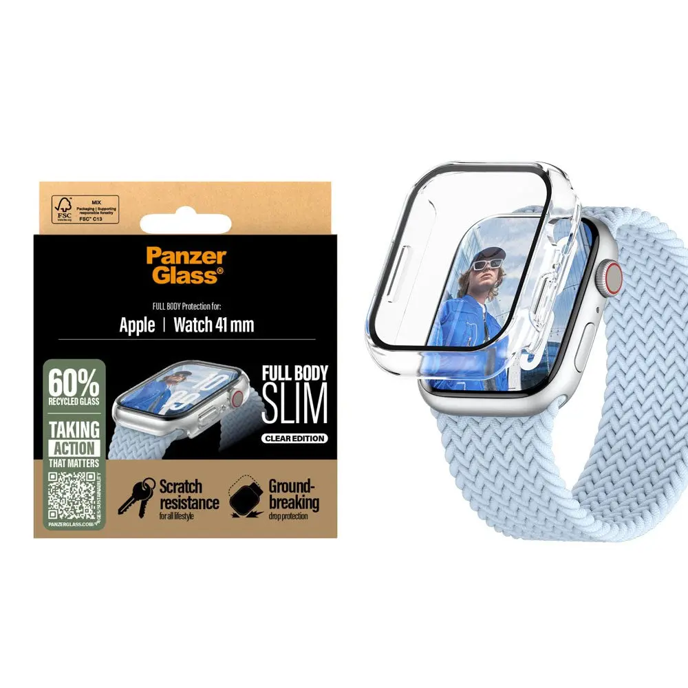 PanzerGlass Apple Watch 11 / 10 (42mm) Snappie Full Body Slim Deksel med Innebygd Skjermbeskytter - Gjennomsiktig