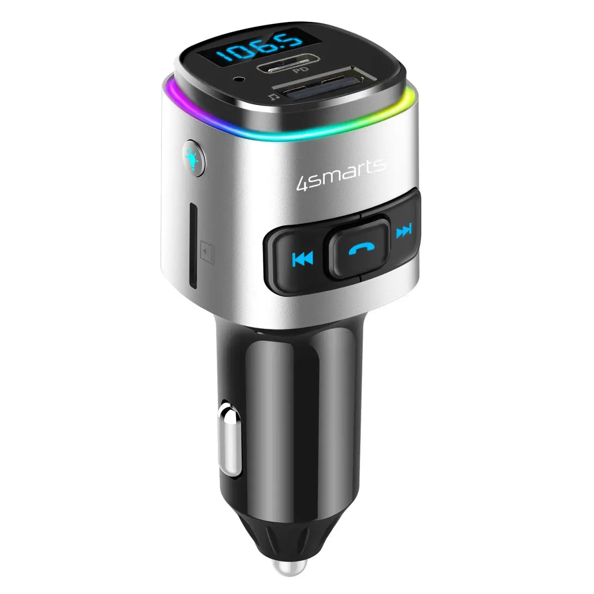 4smarts Media & Assist 2 - Bluetooth FM-Transmitter & Billader med USB-C (PD) / USB-A