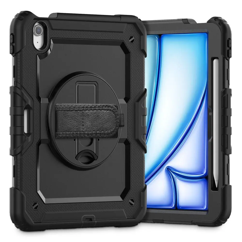 iPad Air 11" (2026 / 2025 / 2024) Tech-Protect Håndverker Deksel m. Beskyttelsesfilm, Håndholder & Skulderstropp - Svart