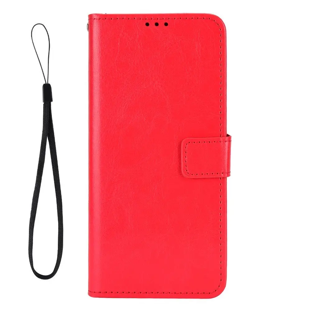 EIDERWOOD OPPO A60 / A40M / A40 Kunstskinn Flip Deksel med Strop - Rød