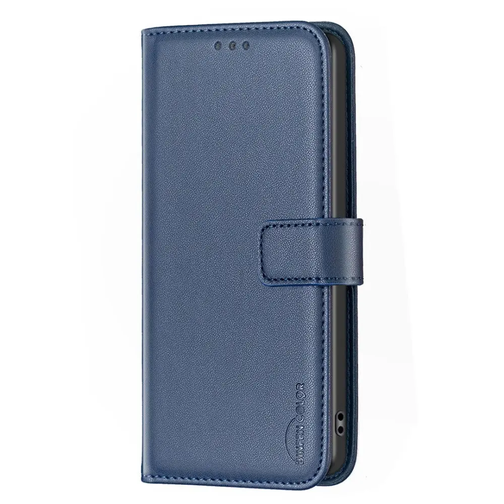 Realme Note 60 / 60x (4G) / C63 (4G) / C61 (4G) Kunstskinn Deksel med Stativfunksjon & Kortholder - Blå