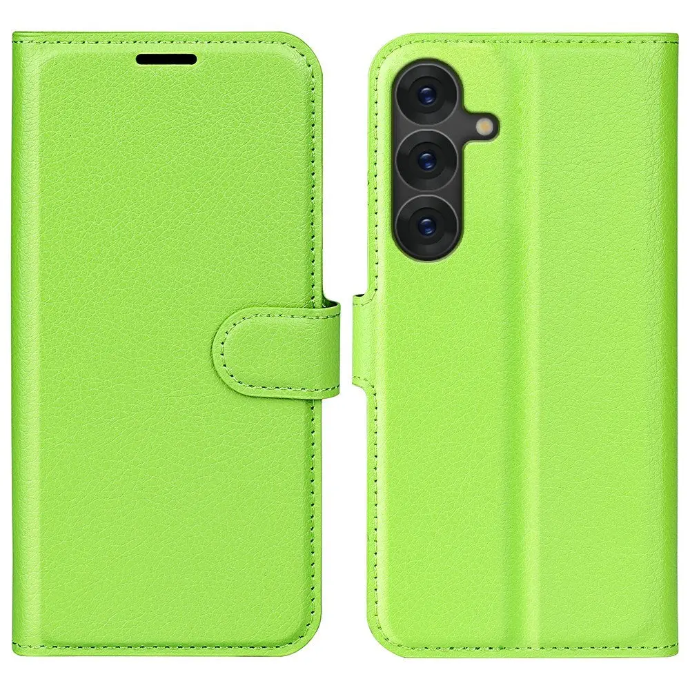 EIDERWOOD Samsung Galaxy S25+ (Plus) Støtsikker Lær Wallet Cover med Litchi Tekstur - Grønn