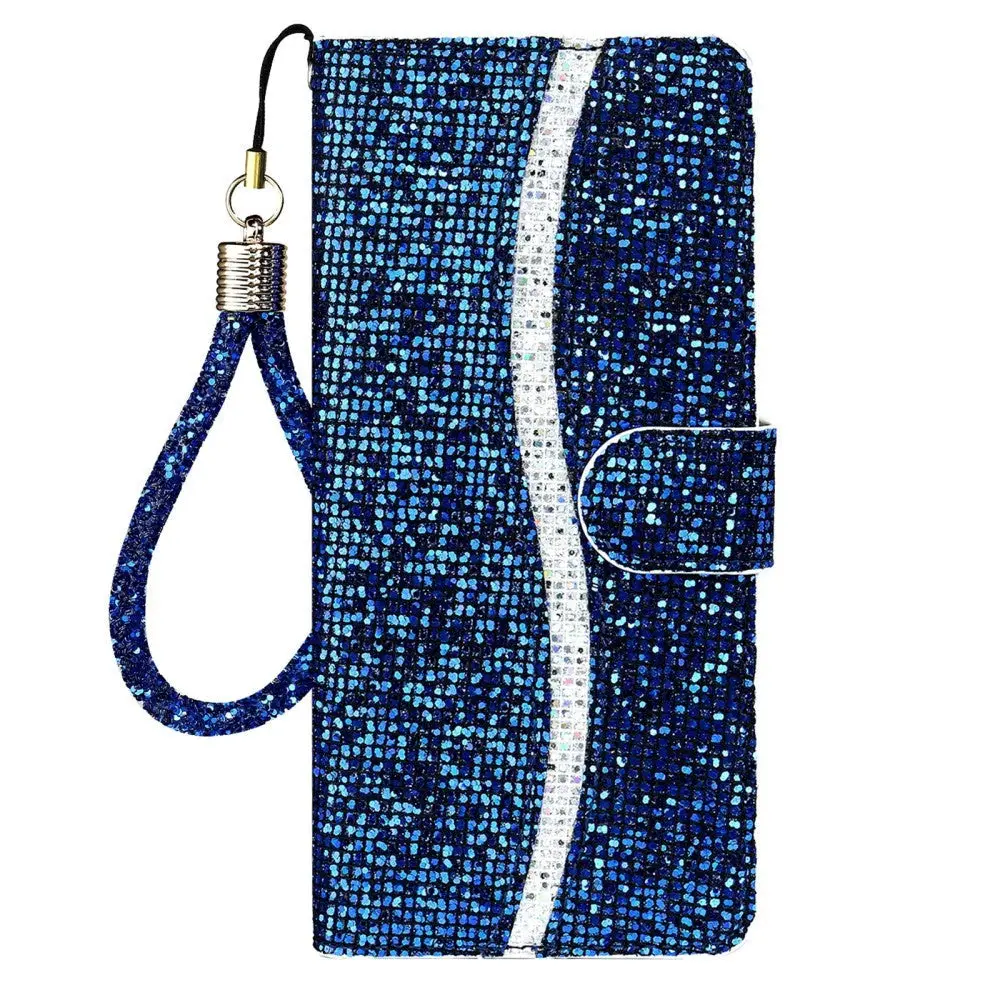 Samsung Galaxy A24 Kunstskinn Deksel med Lommebok og Stropp - Glitter Design
