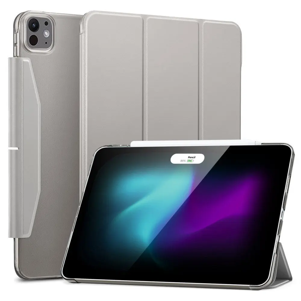 iPad Pro 13" (2025 / 2024) ESR Tri-Fold Flip Deksel med Apple Pencil Holder - Grå