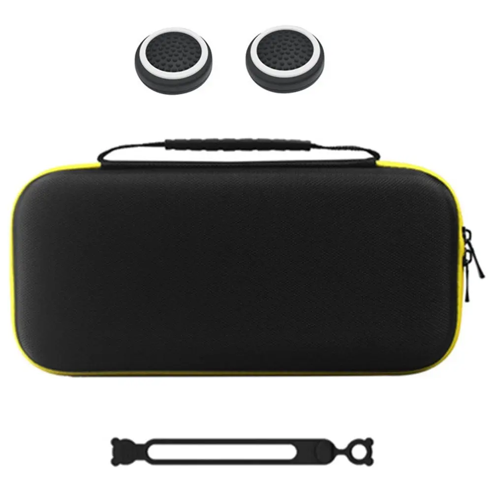 Nintendo Switch 2 Oppbevaringsveske m. Silikon Kabelbindere & Joystick Grip Caps - Svart / Gul