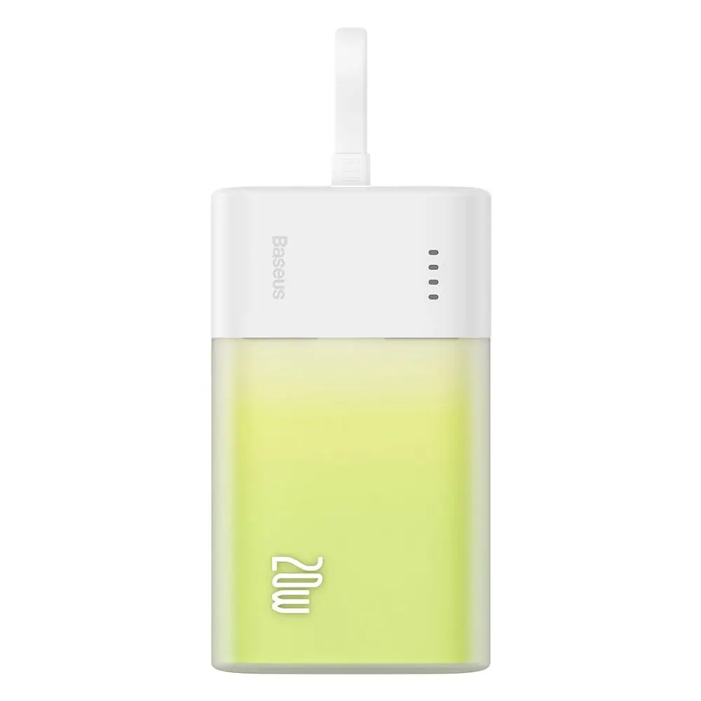 Baseus Popsicle 5200mAh Powerbank 20W med Innebygd Lightning Kabel - Hvit / Grønn