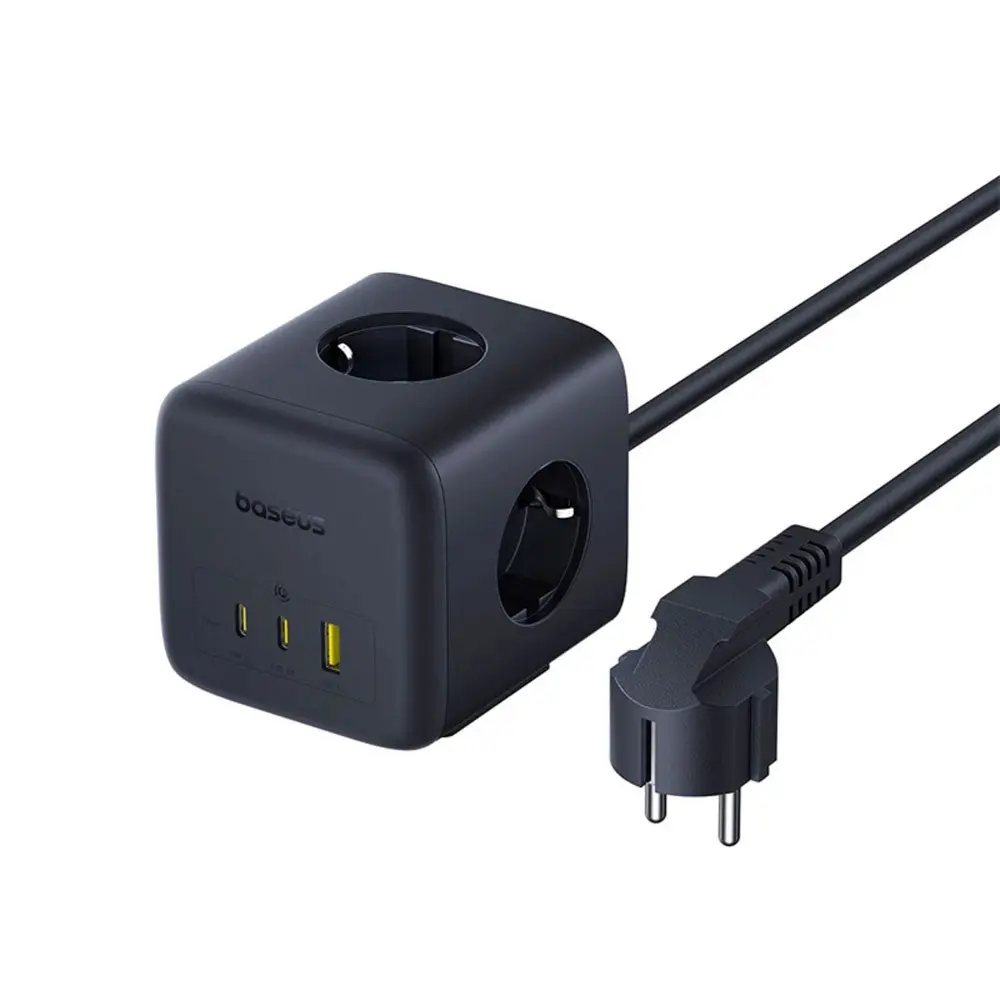 Baseus 67W Strømskinne med 3 x Schuko - 2 USB-C - 1 x USB-A - 1,5m