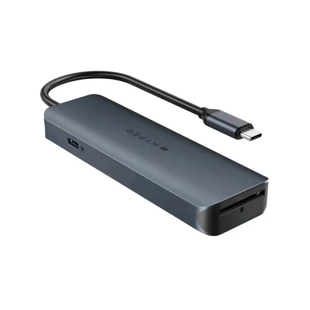 Hyper HyperDrive Ecosmart 6-i-1 USB-C-Hub med USB-A / USB-C / HDMI / Ethernet / SD-Kort – Grå