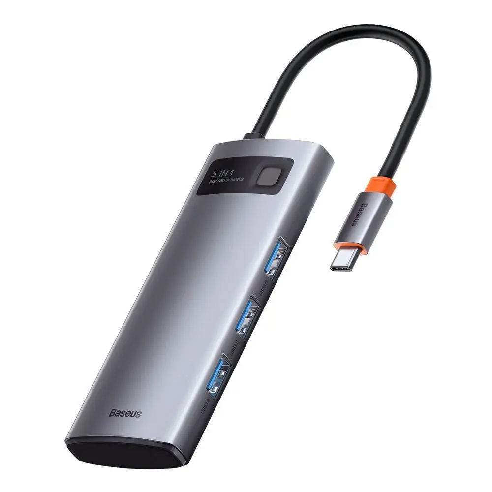 Baseus 7-i-1 USB-C Multiportadapter med 3 x USB-A 1 x USB-C 1 x HDMI - Grå