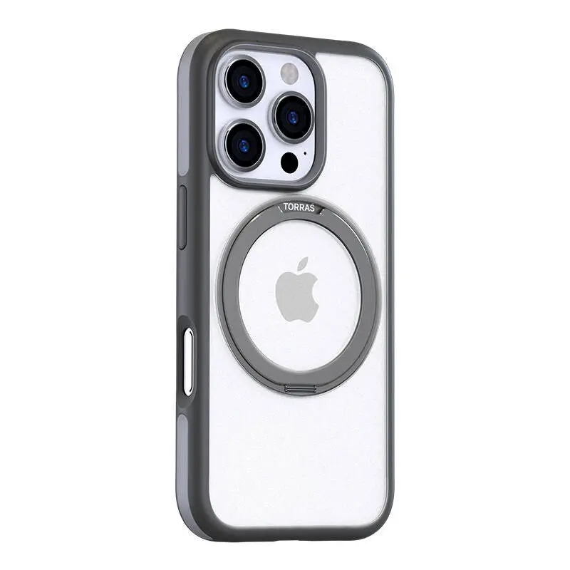 TORRAS iPhone 16 Pro Hybrid Plast Deksel m. Roterbar Kickstand Ring - MagSafe Kompatibel
