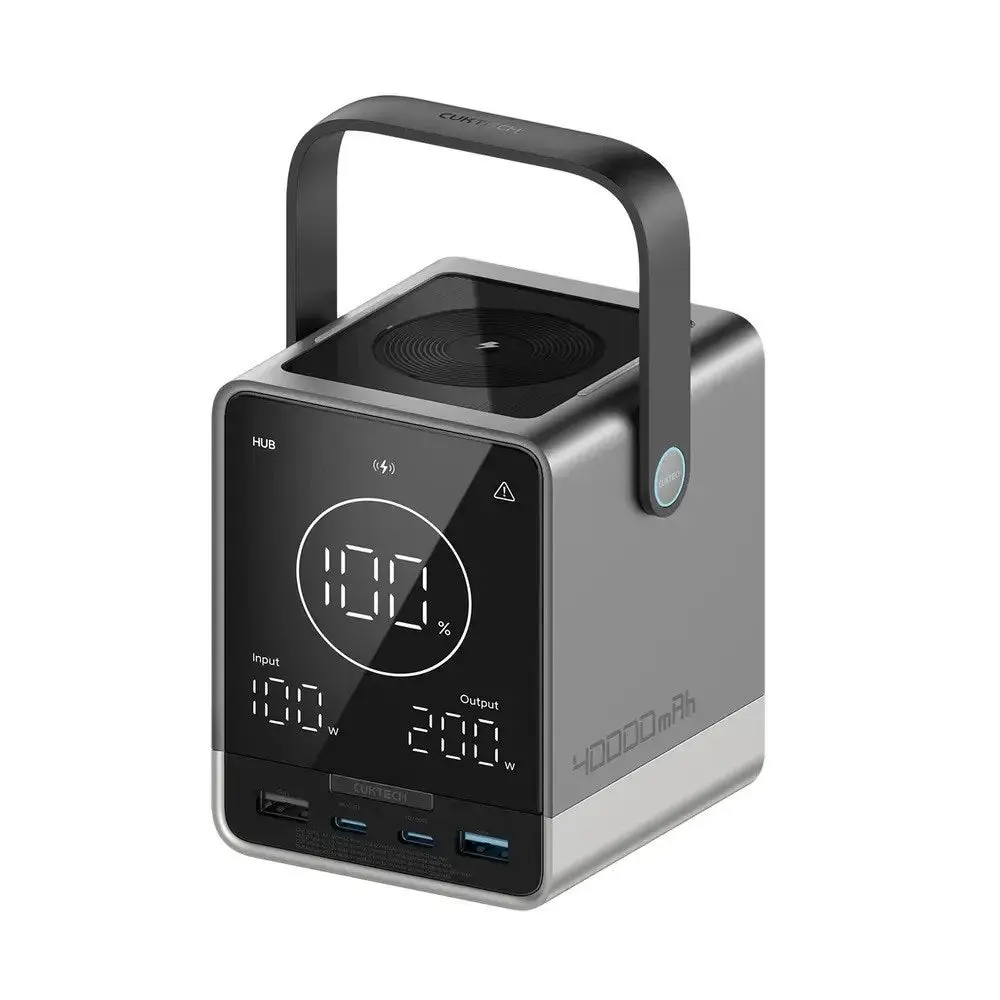 CUKTECH 300W PowerBank m. Trådløs Lading - 2x USB-C & 2x USB-A - 40.000 mAh