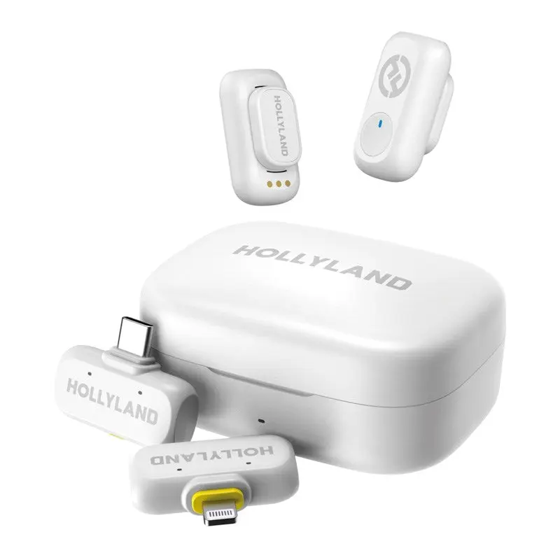 Hollyland Lark A1 Trådløst Mikrofonsett med 1 x USB-C RX & 1 x Lightning RX - Hvit