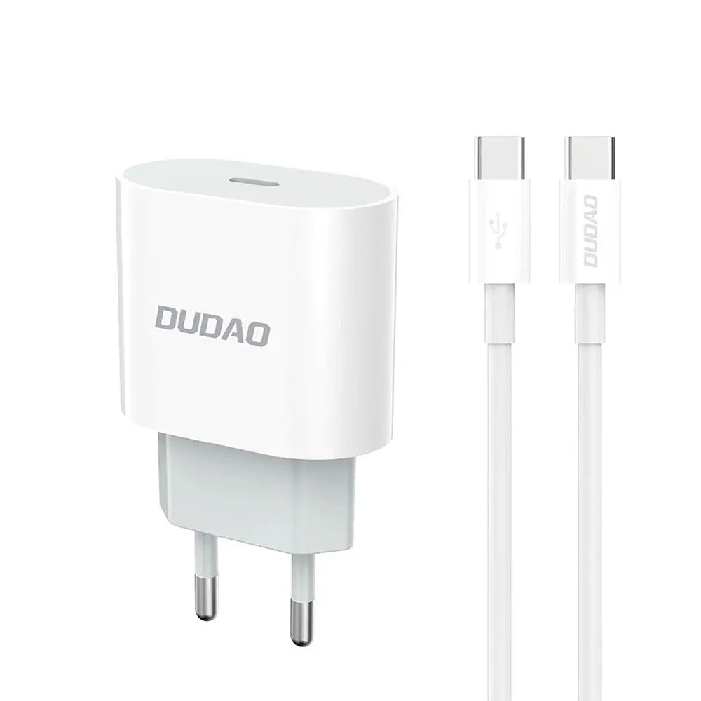 Dudao 20W PD Vegglader USB-C inkl. Kabel - Hvit