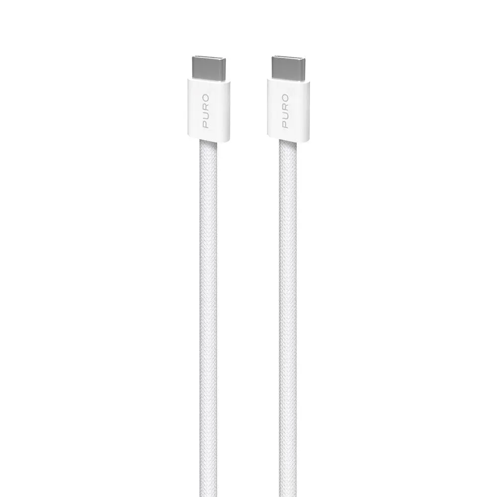 Puro Flettet USB-C Kabel - 1.5m, 60W og 480Mbps Dataoverføring - Hvit