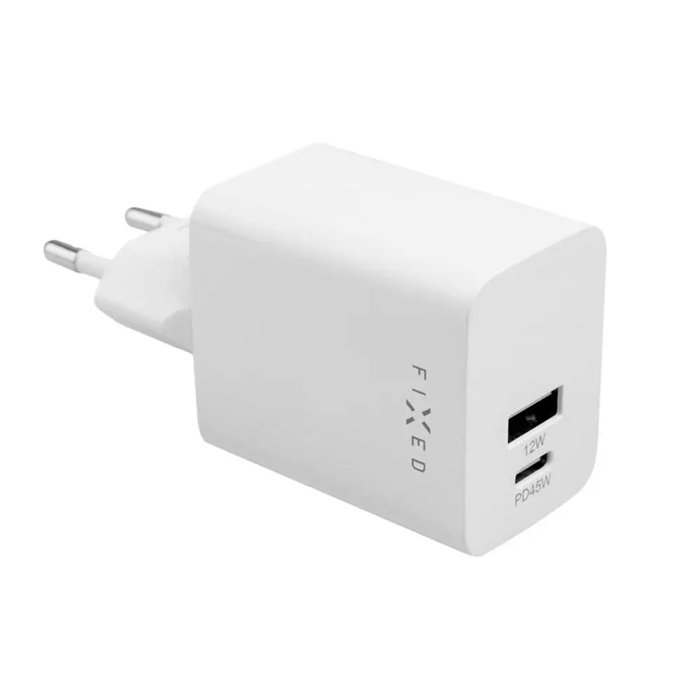 Fast Mini Vegglader 45W m. USB-A & USB-C - Hvit