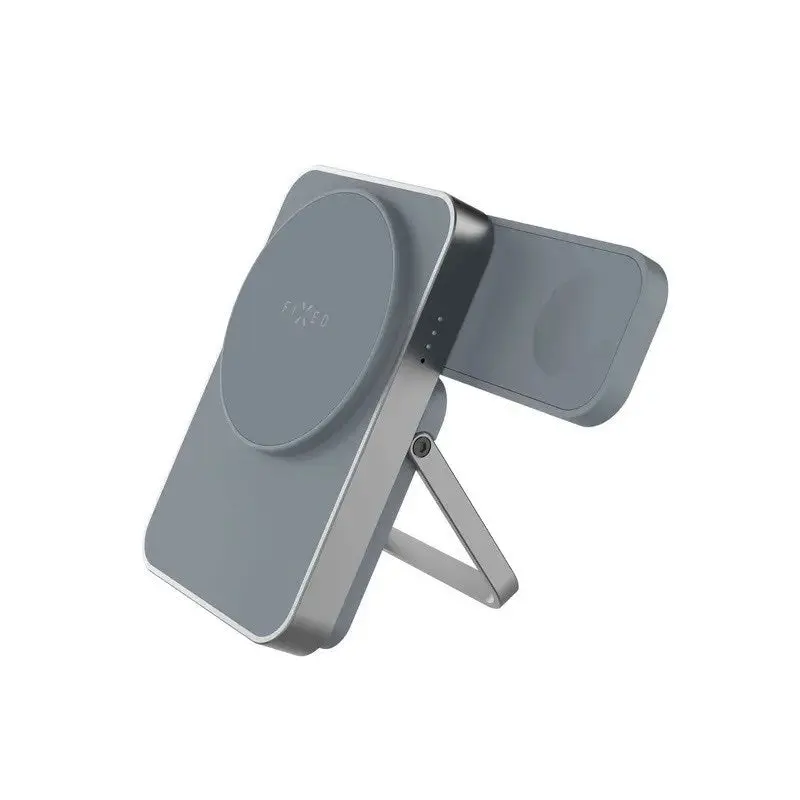Fixed MagZen 5 20W Qi2 PowerBank m. Stativfunksjon & Apple Watch Lader - MagSafe Kompatibel - 5000 mAh - Grå