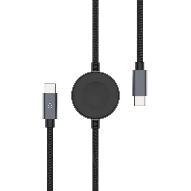 Fixed USB-C Ladekabel til Apple Watch & Samsung Galaxy Watch - 1.5m - Svart