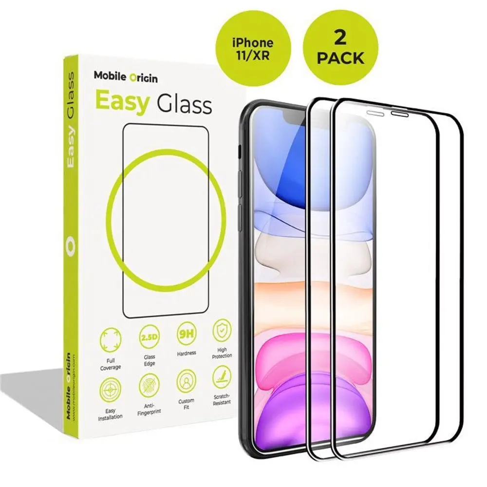 iPhone 11 / XR Mobile Origin EasyGlass Beskyttelsesglass - 2 stk