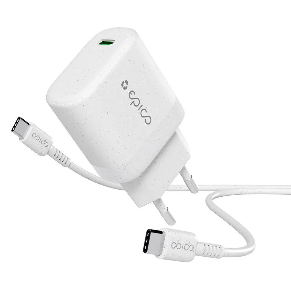 Epico Resolve USB-C Vegglader PD 30W GaN med USB-C Kabel - 1,2 Meter