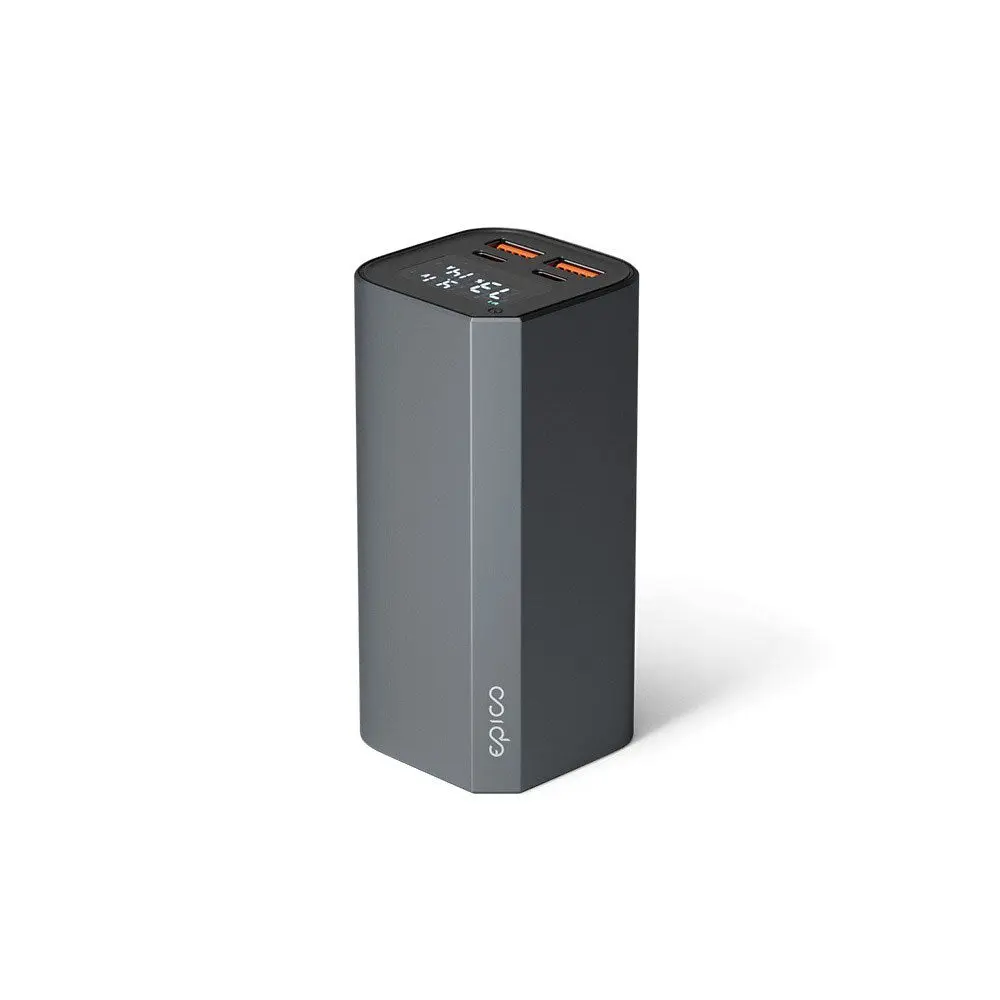 Epico 100W Aluminiums Powerbank 20.000 mAh med 2 x USB-A & 2 x USB-C - Grå