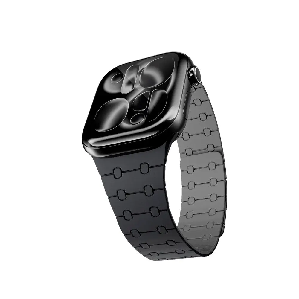 Apple Watch (38/40/SE/41/42) Epico Magnetic+ Silikone Klokkereim - Svart / Grå