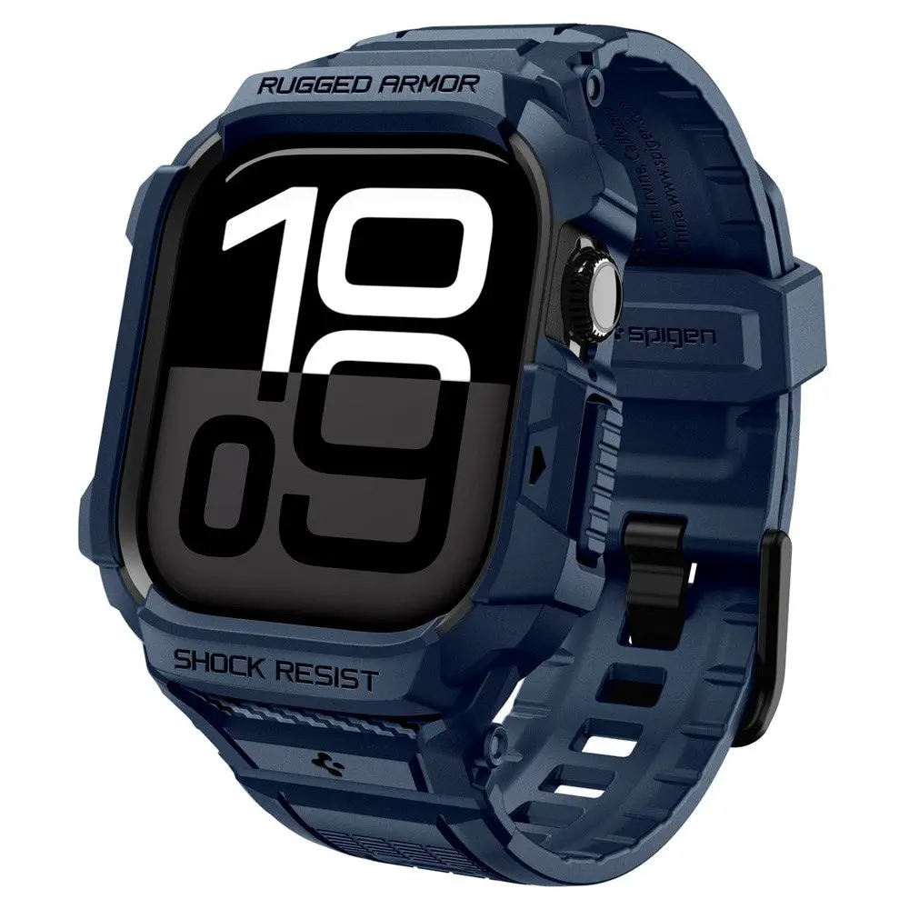 Apple Watch 11 (42mm) Spigen Rugged Armor Pro 2 Deksel m. Rem - Blå