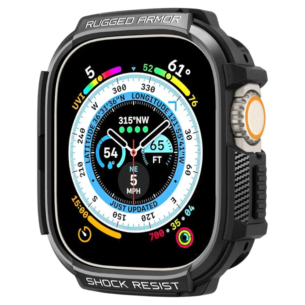 Apple Watch Ultra 3 / 2 / 1 (49mm) Spigen Rugged Armor Deksel - Svart