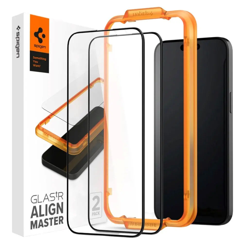 iPhone 15 Pro Spigen Glass tR AlignMaster Skjermbeskyttelsesglass - 2 stk