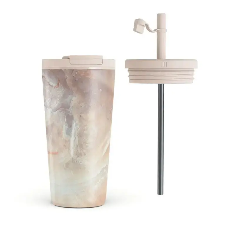Burga Termokopp m. Lokk & Sugerør - 500ml - Serene Sunset