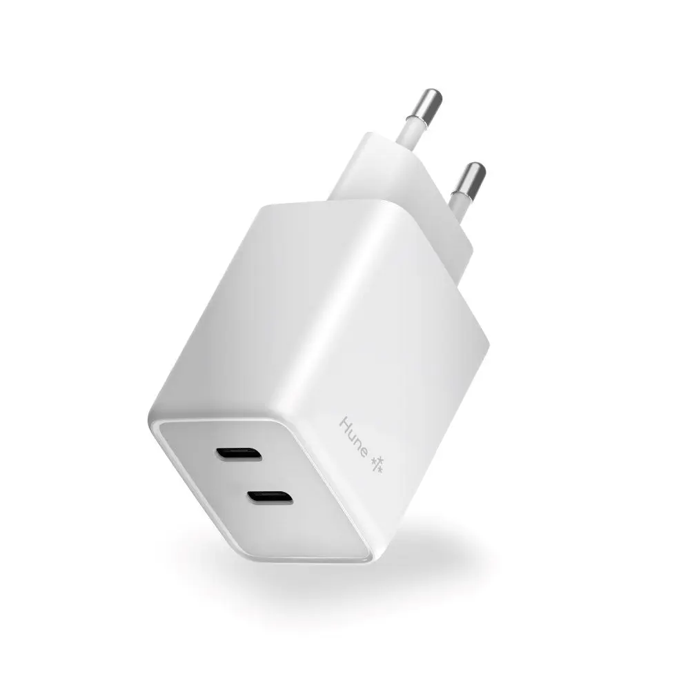 Hune Huron 45W Vegglader med 2 x USB-C - Hvit