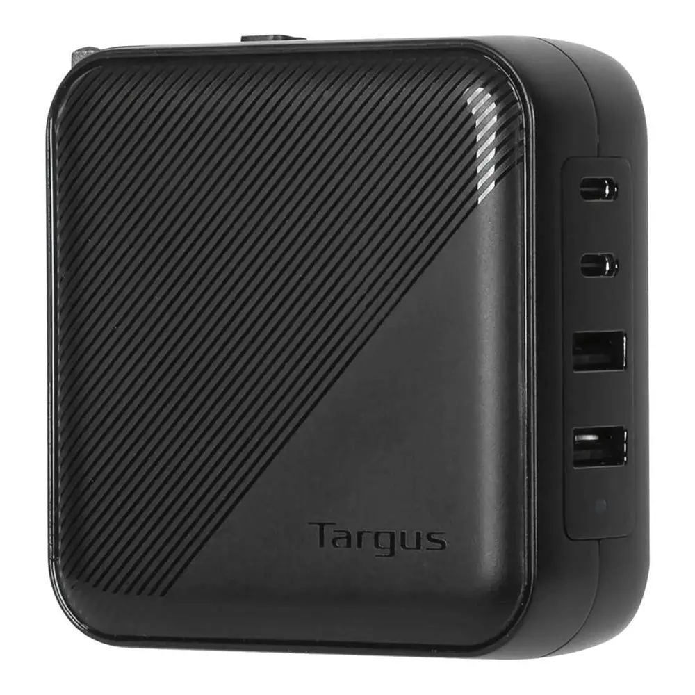 Targus 100W GaN PD Vegglader med 2 x USB-C, 2 x USB-A og Reiseadaptere - Svart