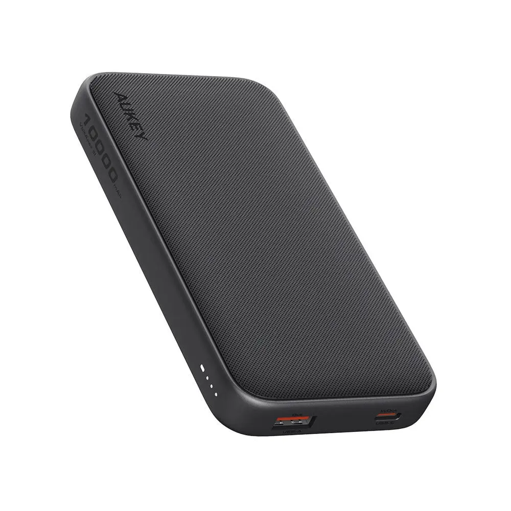 Aukey Sprint 10 000 mAh Powerbank med 15 W & 1 x USB-C & 1 x USB-A - Mørkegrå