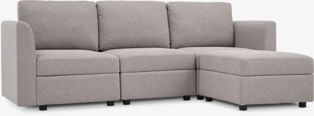 Modulsofa OKSBY 3-seter sjeselong m/oppbevaring sand stoff